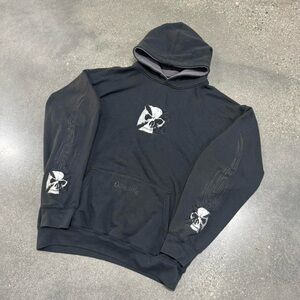 Y2K 2000s Dragonfly Grunge skull quad hit hoodie size XL